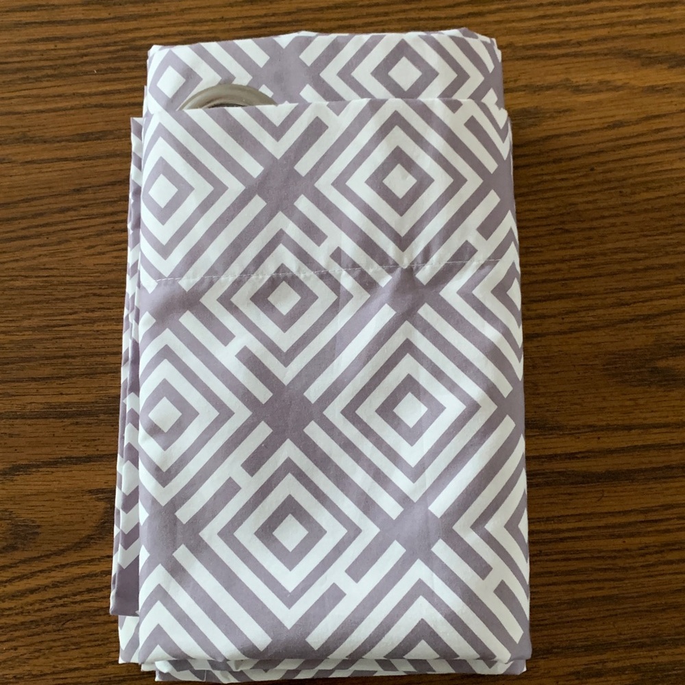 Geometric Patterned Curtains. One pair. Gray and white